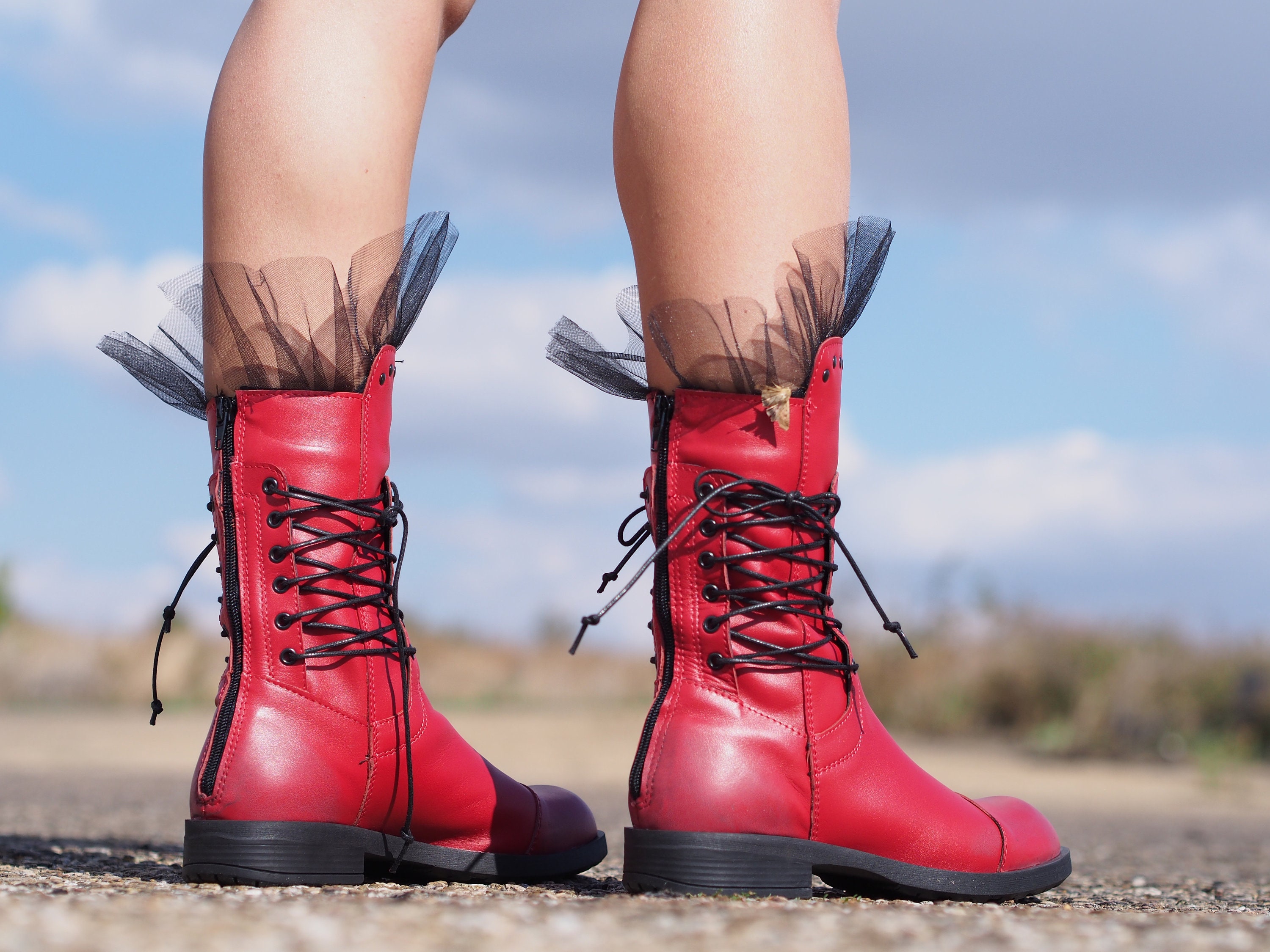 ladies red boots uk