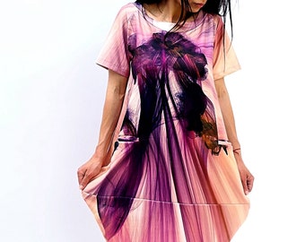 Frauen Sommerkleid, Lockeres Kleid Frauen, Midikleid für Frauen, Frauen Oversize Kleid, Extravagantes Kleid, Frauen Freizeitkleid