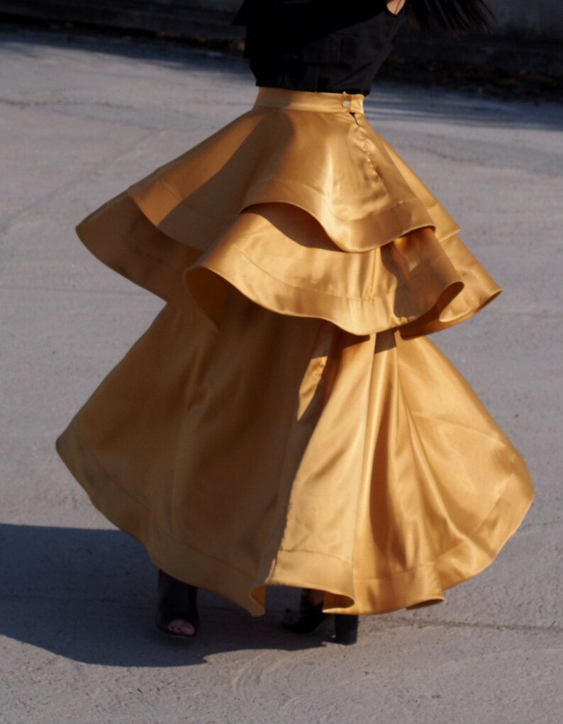 Long Maxi skirtextravagant long skirtloose maxi casual Plus size skirtYellow skirtasymmetric skirtball gown skirtHigh Waist Skirt