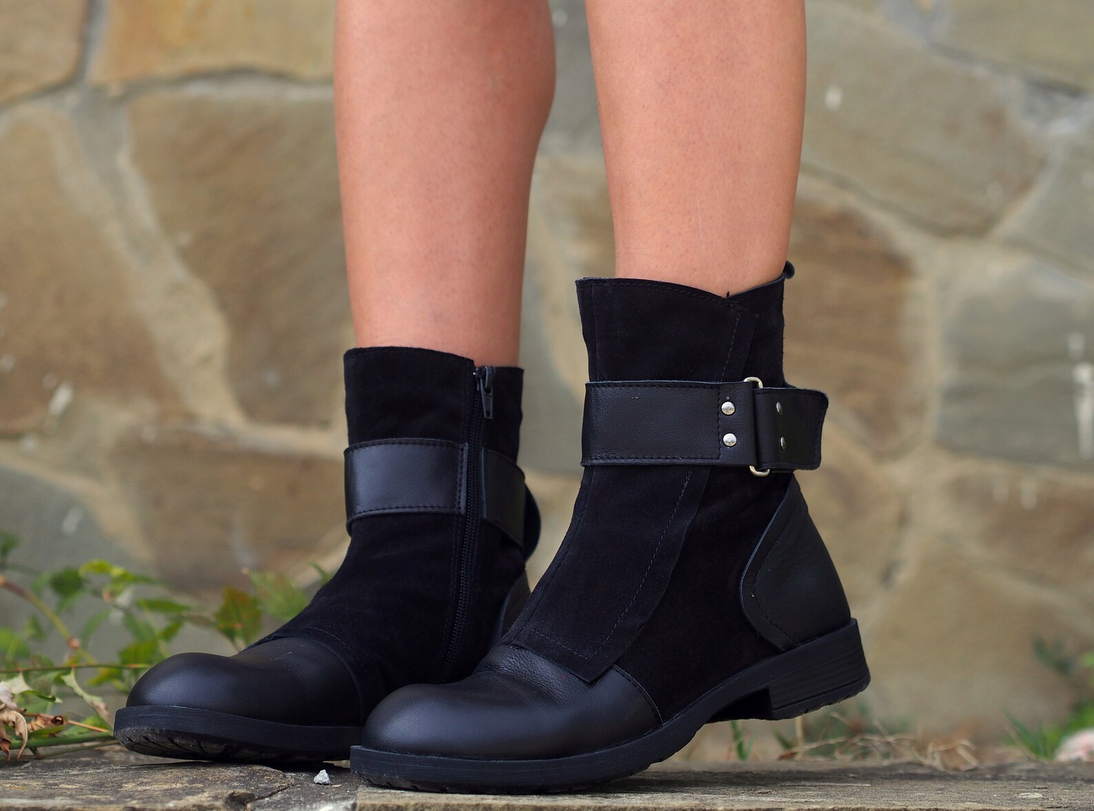 Black Genuine Leather Boots /women Genuine Leather Etsy
