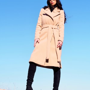 Beige Wool coat women,Long cashmere coat,women wool coat,Women cashmeere coat ,winter coat,Oversize cashmeere coat