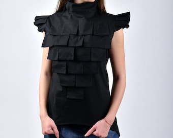 Asymmetric women shirt/black asymmetric shirt/women asymmetric top/asymmetric women top/extravagant women shirt/women sexy top
