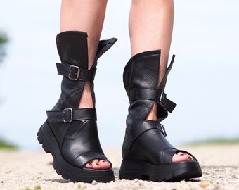 Women genuine leather summer boots,Leather summer booties,extravagant leather summer boots,Leather gladiator sandals,leather sandal boots