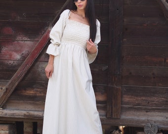 Long white summer dress,Women white maxi dress,Long linen summer dress,Summer maxi dress for women,Long maxi summer dress