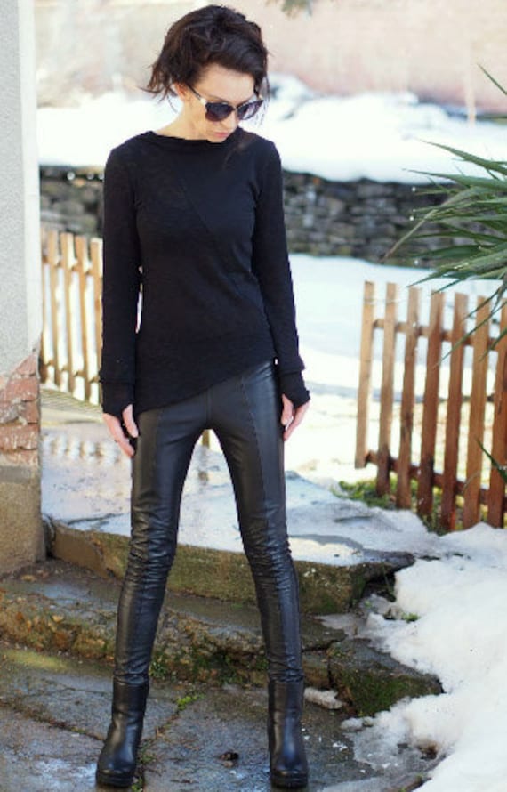 Women Genuine Leather Leggings/black Genuine Leather Leggings