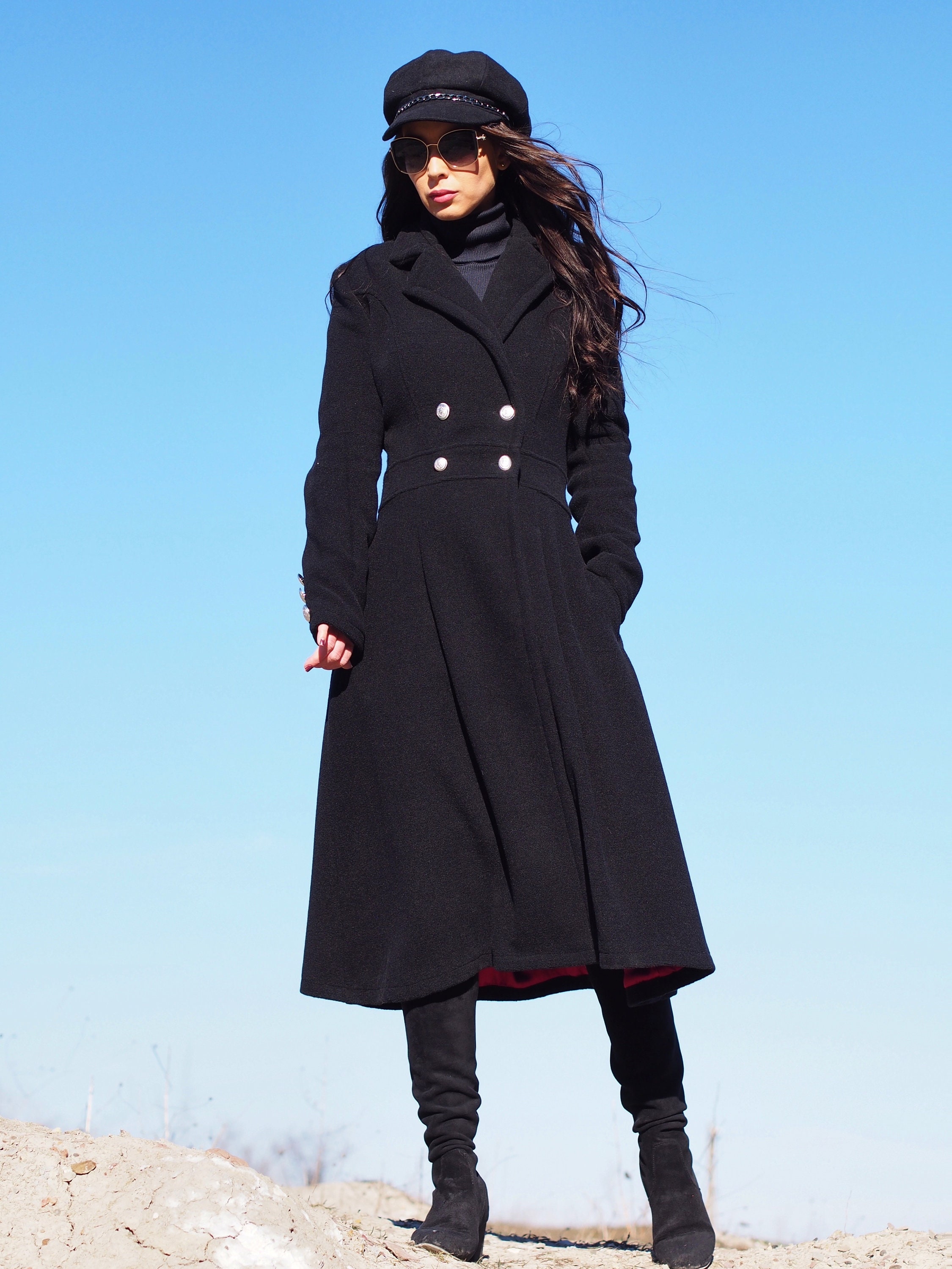 ロングカシミアコート、ロングウールコートレディース、レディース