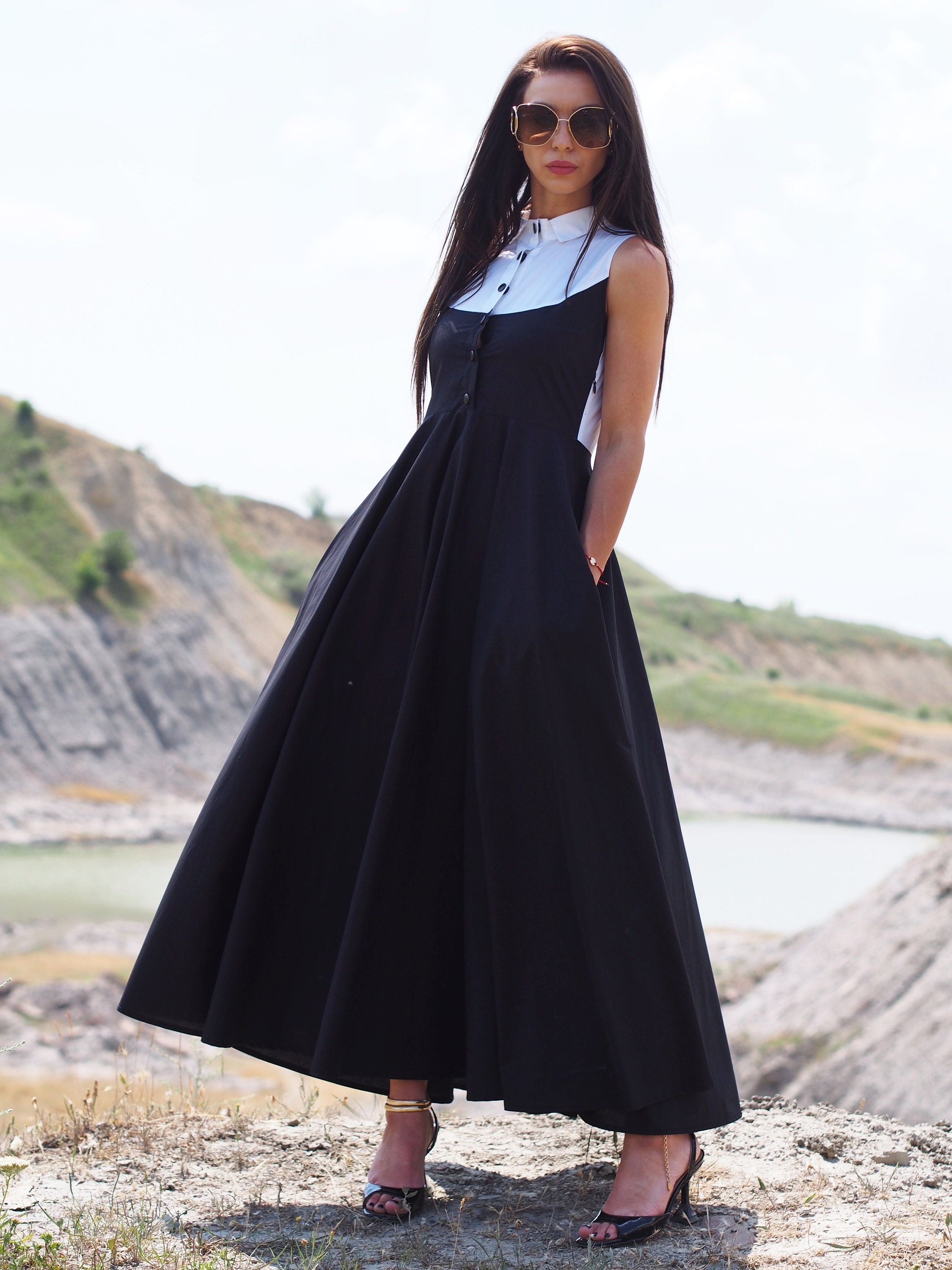 long sleeve midi black dress The Dress Shirt: Poplin, White