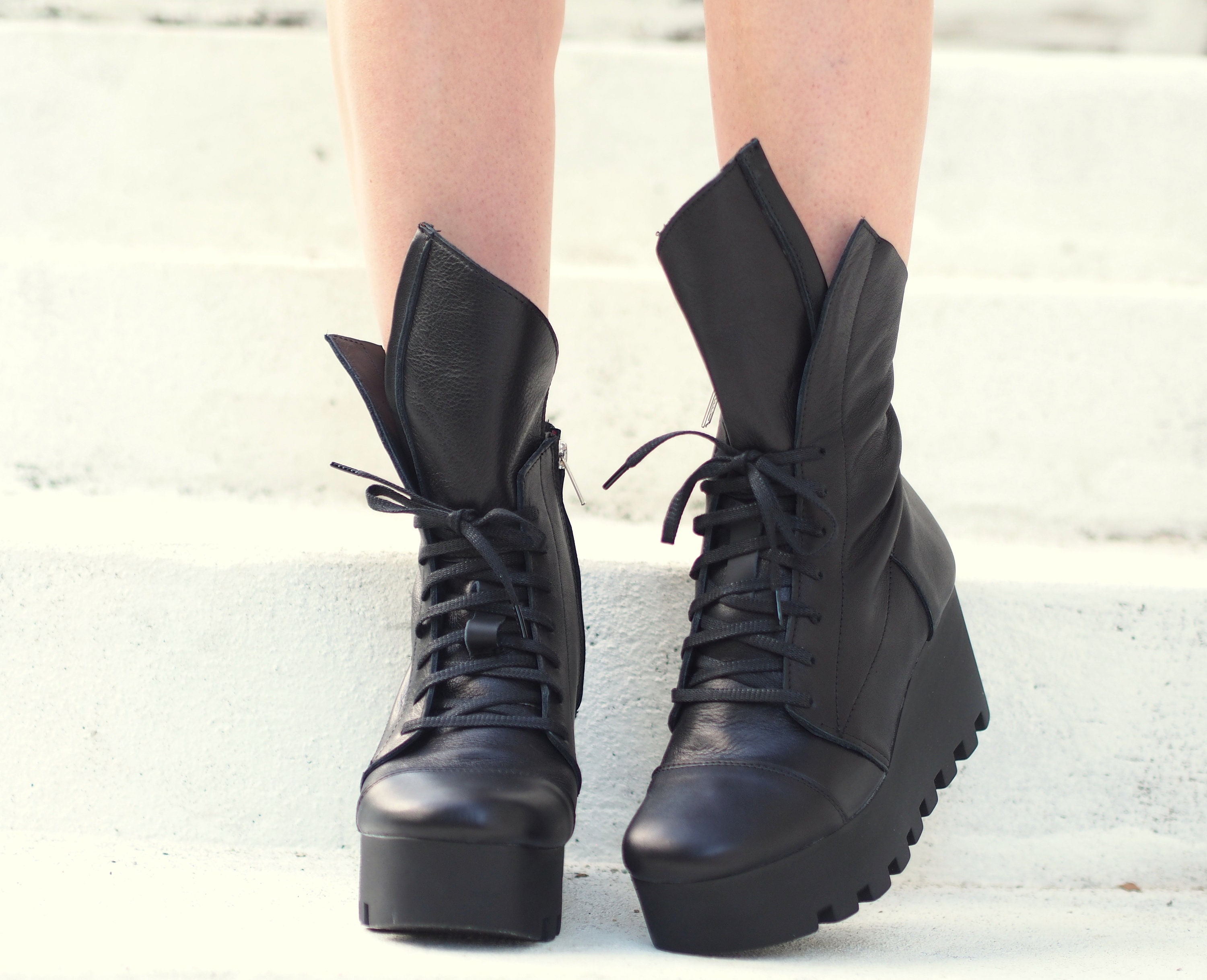 Black Genuine leather BootsWomen genuine leather bootsWomen | Etsy