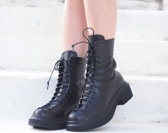 Black Women s Genuine Leather Boots extravagant Leather Boots for
