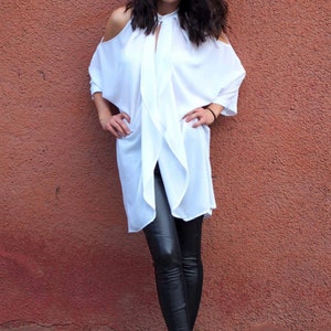 Asymmetric woman shirt/Asymmetric women top/Woman maxi shirt/woman loose shirt/maxi chiffon shirt/extravagant woman chiffon shirt