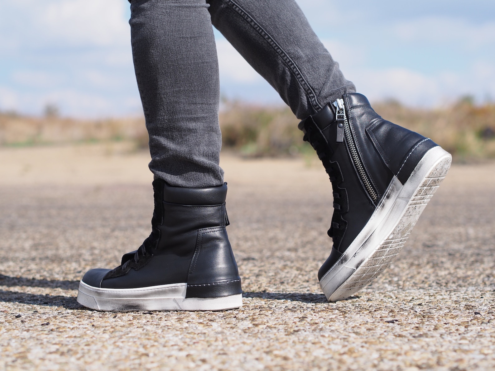 mens leather sneaker boots