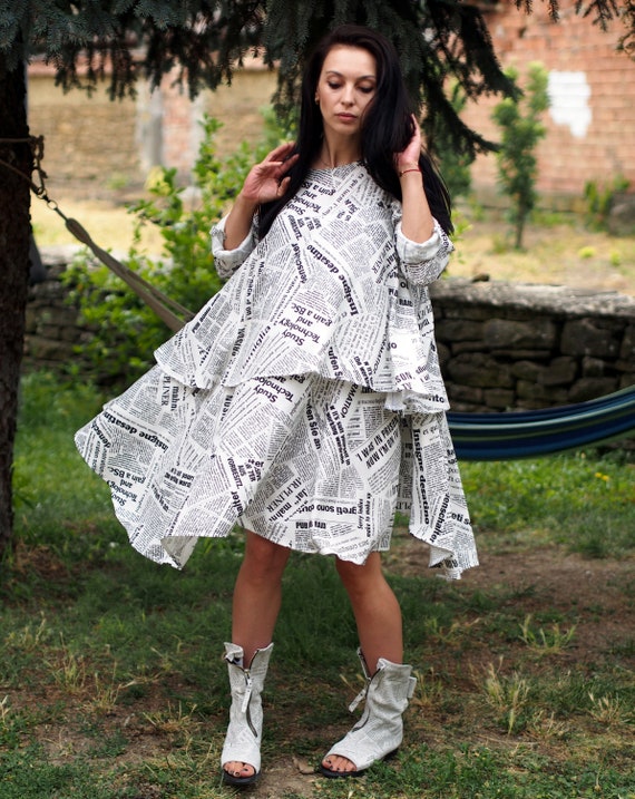 oversized a line dress PrettyLittleThing Women's Floral Print Oversized Puff Sleeve A Line Shift Dress in Black