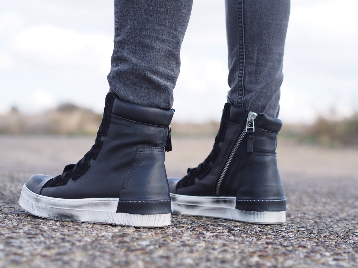 mens leather sneaker boot