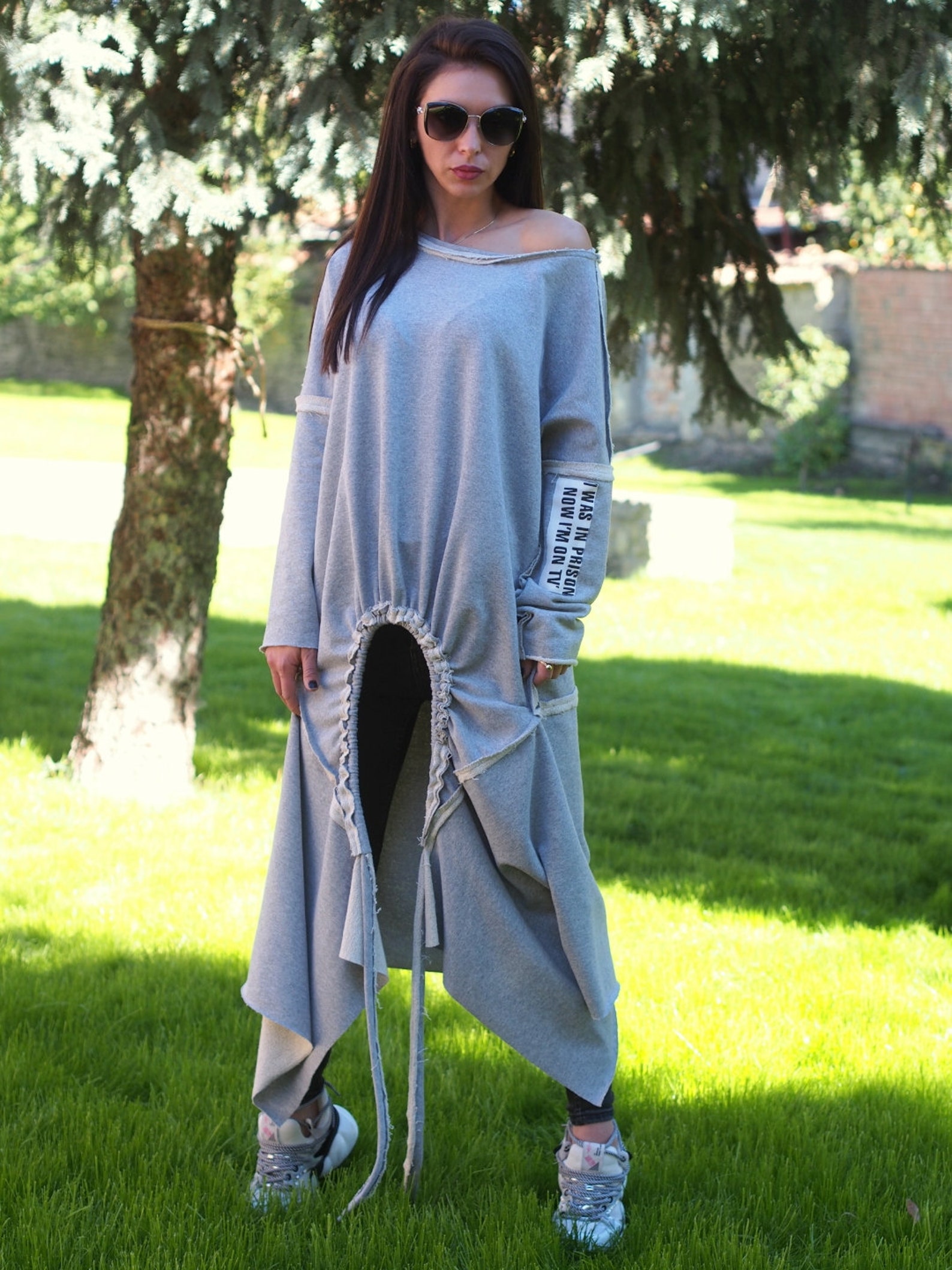 Long Maxi Asymmetric Tunicgrey Long Asymmetric Toplong - Etsy