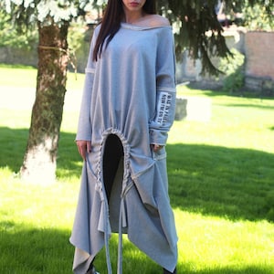 Long maxi asymmetric tunic,Grey long asymmetric top,Long asymmetric gardigan,Women asymmetric tunic,women asymmetric top,women maxi tunic