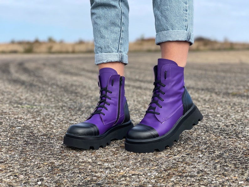 Purplotus Women's Leather Boots