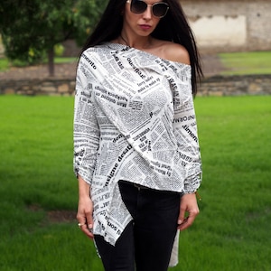 women asymmetric shirt/women asymmetric top/extravagant asymmetric shirt