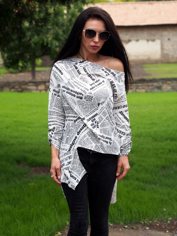 Camisa asimetrica de mujer top asimetrico de mujer camisa asimetrica extravagante Etsy Espana