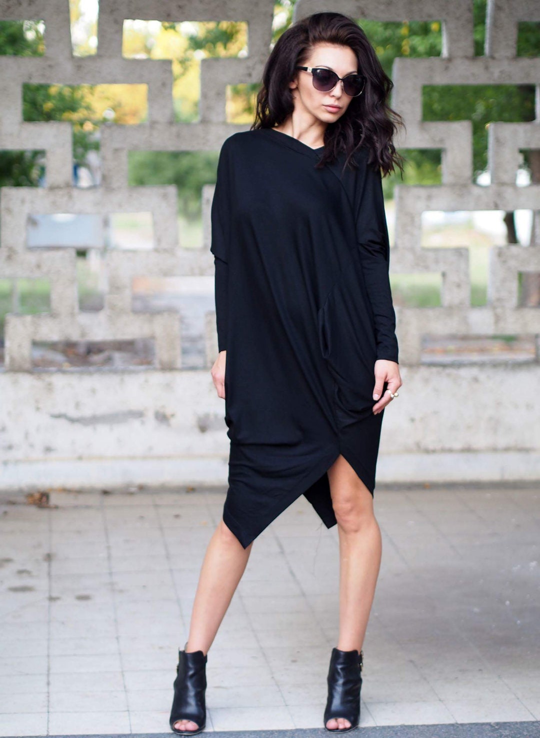 Black Maxi Dress/woman Asymmetric Dress/pluss Size Maxi - Etsy