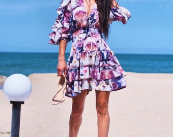 Extravagant summer Dress,Women floral dress,Women summer dress,Summer midi dress,Women party dress,Summer boho dress,Women Bohemian dress