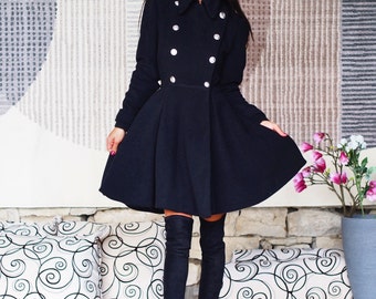 Luxury Wool Princess Coat, Elegant Long Wool Coat Women, Designer Winter Coat, Premium Wool Coat,Double breasted wool Coat