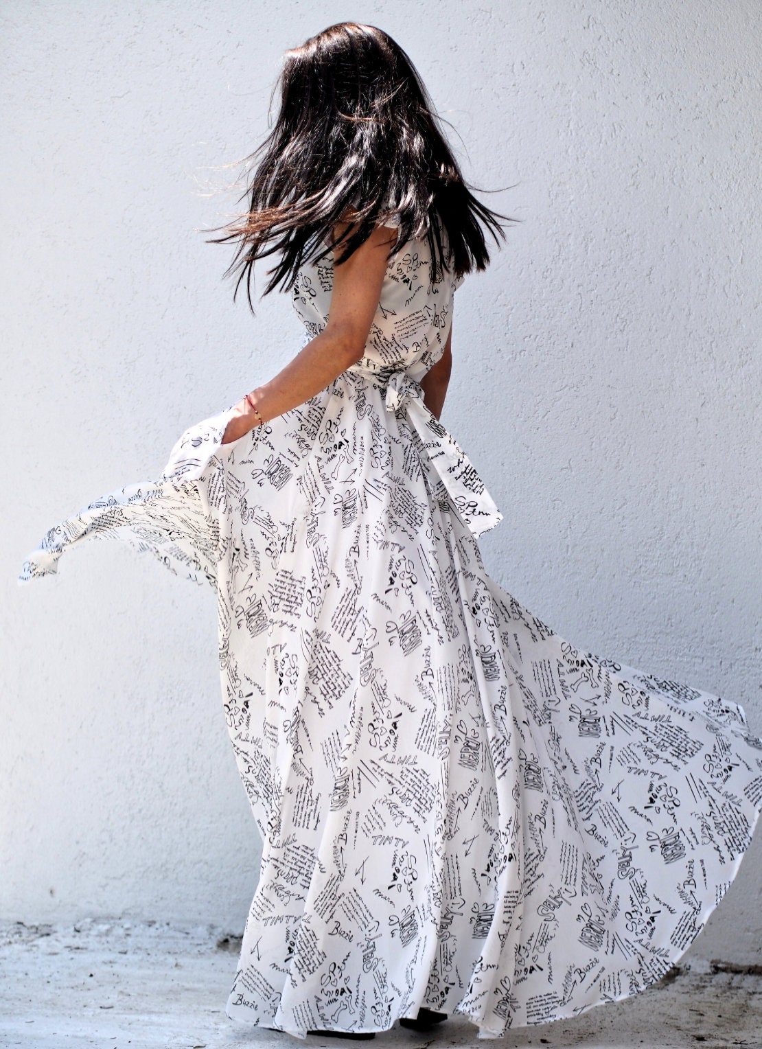 chinese dress ladies Tie dye bleach maxi dress
