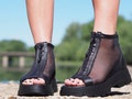Women Genuine leather summer boots,Peep Toe Boots,Open Toe Boot,Ankle Sandals,Cut out leather booties,open toe ankle boots, product logo