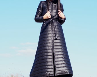 Black Long coat Women,Winter coat ,Women winter coat,Long quilted coat,Long qulted jacket ,Women quilted coat,Long winter coat,Black coat