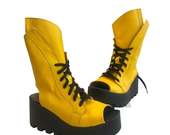 靴 YELLO RIBA PLATFORM SHORT BOOTS YELLO / NO.0 PLATFORM SHORT BOOTS