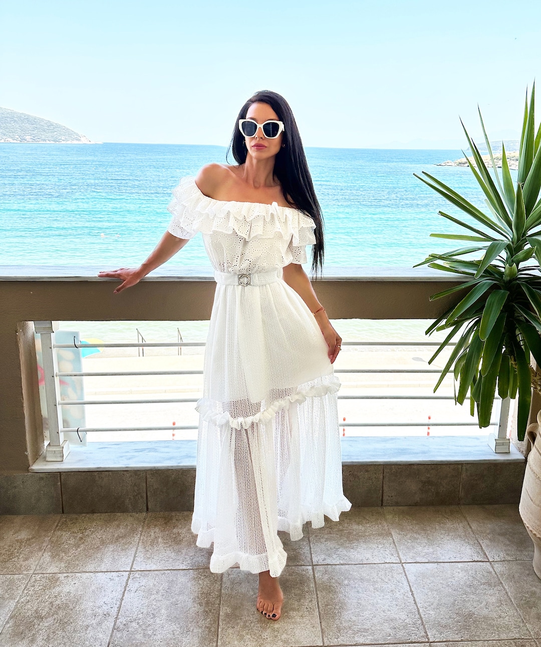 midi black off shoulder dress 525 America Off-The-Shoulder Maxi Dress