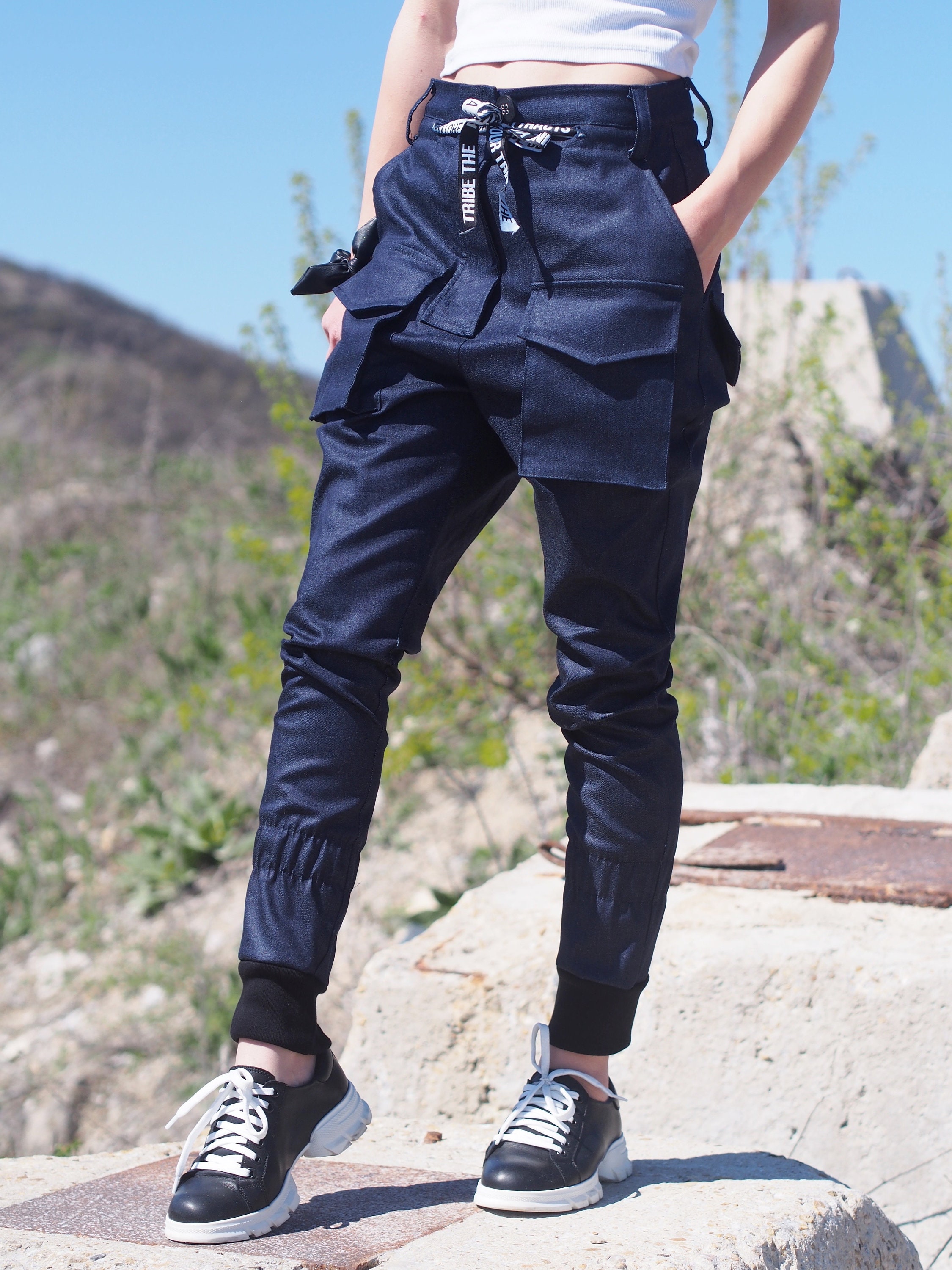 Women Drop Crotch Pant denim Drop Crotch Pants women Drop Crotch Denim Pants extravagant Denim Pants Avant Garde Pants harem Pants Women Etsy Ireland