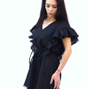 Women linen dress ,Black linen dress ,Elegant linen dress ,linen dress for women, linen summer dress , summer linen dress ,Boho linen dress