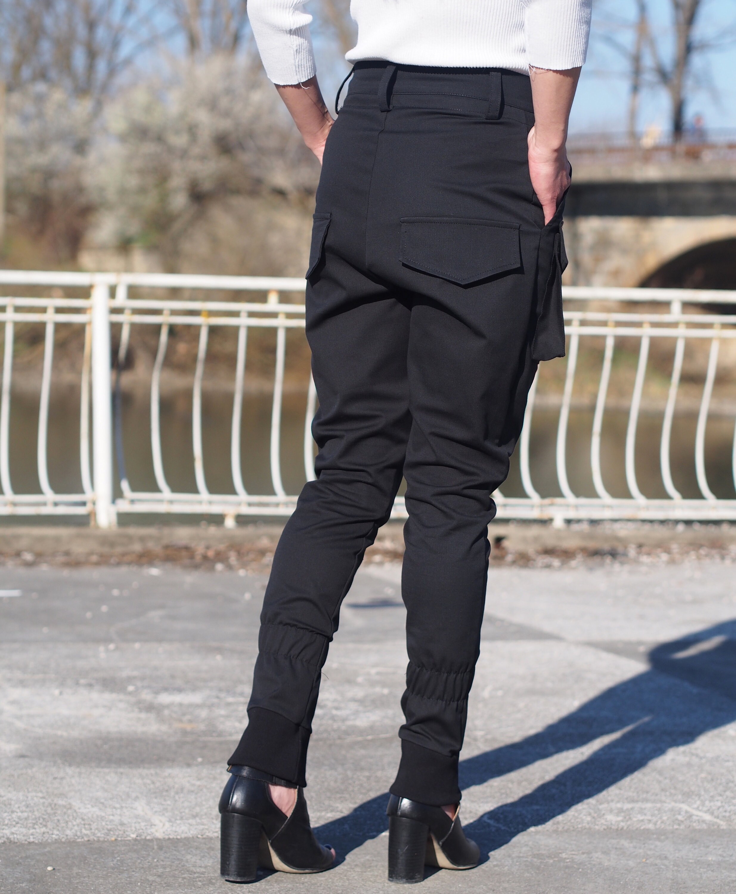Women Drop Crotch Pantsblack Drop Crotch Pantswomen Casual Etsy