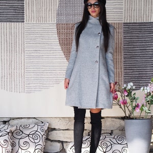 Elegant chameere coat,women wool coat,Women cashmere coat,Grey wool coat,Grey cashmere coat,wool coat for women,women winter coat