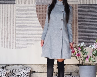 Elegant wool  coat,women wool coat,Women wool  coat,Grey wool coat,wool coat for women,women winter coat