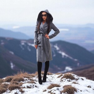 Grey Wool coat women,Long cashmere coat,women wool coat,Wool Hooded coat,cashmere coat,long wool coat women,maxi coat,winter coat