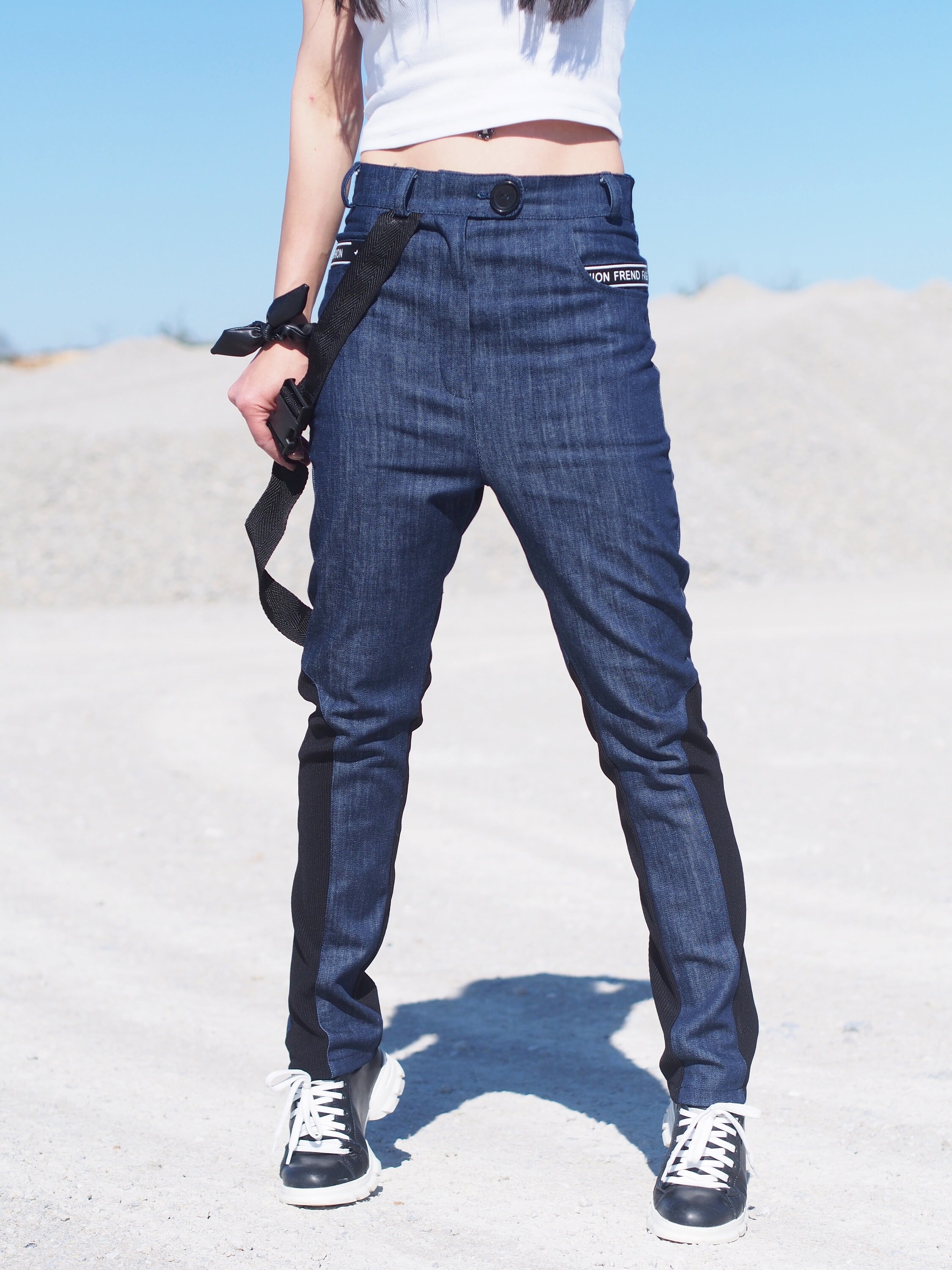 Women Drop Crotch Denim Pants,extravagant Drop Crotch Pants,women Denim ...