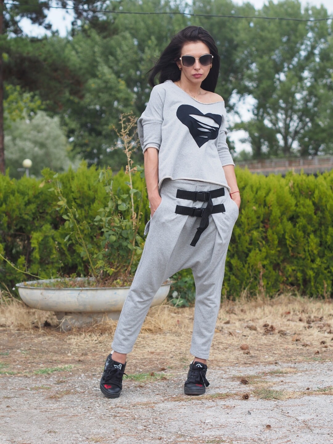 Women Casual Setharem Pants Asymmetrc Topoutwear Women - Etsy