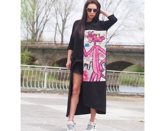 Women Asymmetric tunic,Long maxi asymmetric tunic,Black long asymmetric tunic,Long asymmetric swetshirt