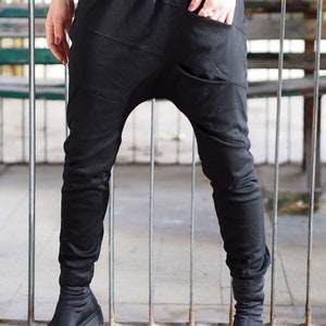 Wman drop crotch pants//black drop crotch pants/woman harem pants/extravagant casual pants/woman casual pants/black casual pants