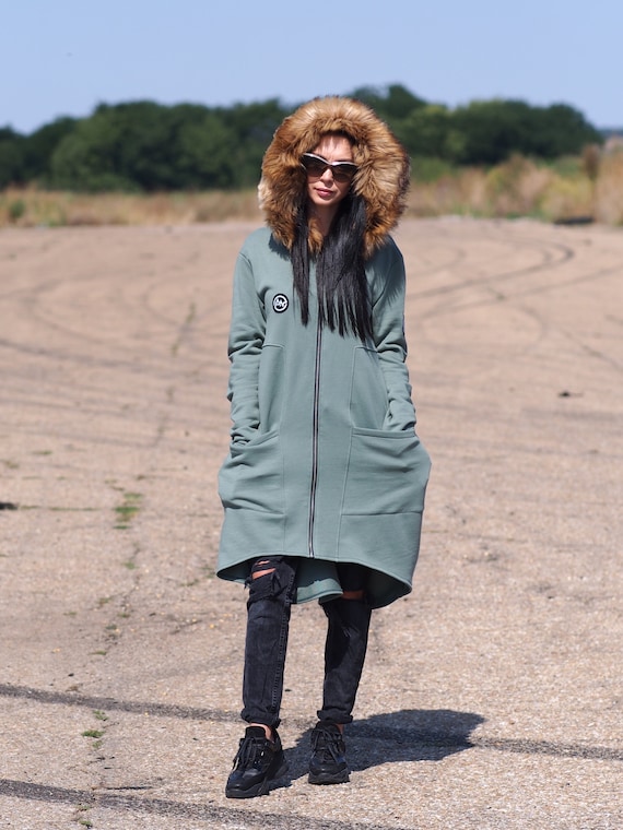 Extravagant Long Hooded casual Jacket for women,Women Autumn asymmetric casual jacket,Daily long Hooded jacket for women,Women's Jacket