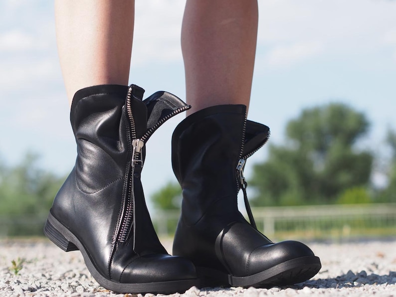 Women Genuine Leather Boots/black Genuine Leather Boots/woman Etsy