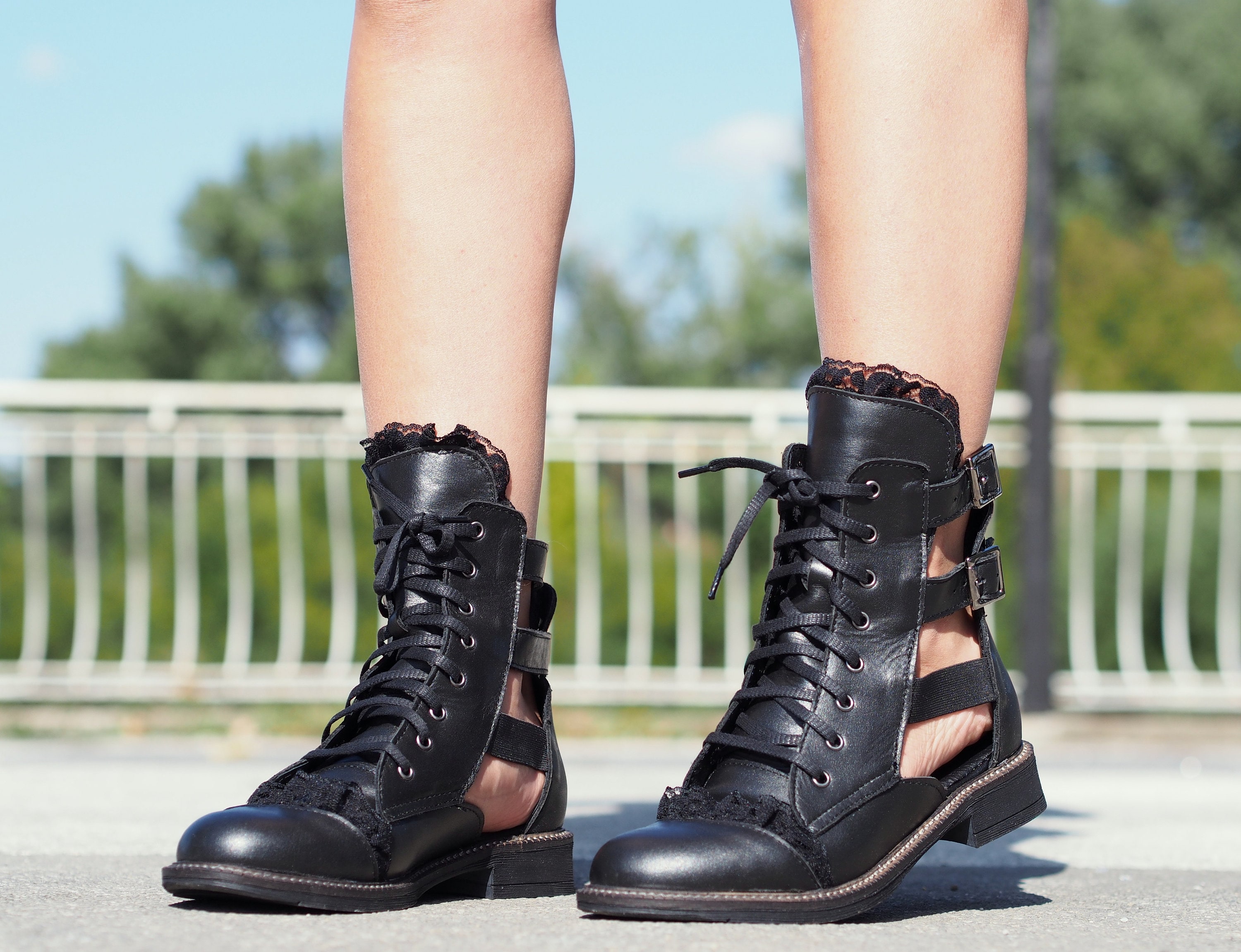 Women Genuine Leather Boots/summer Genuine Leather Boots/black Etsy