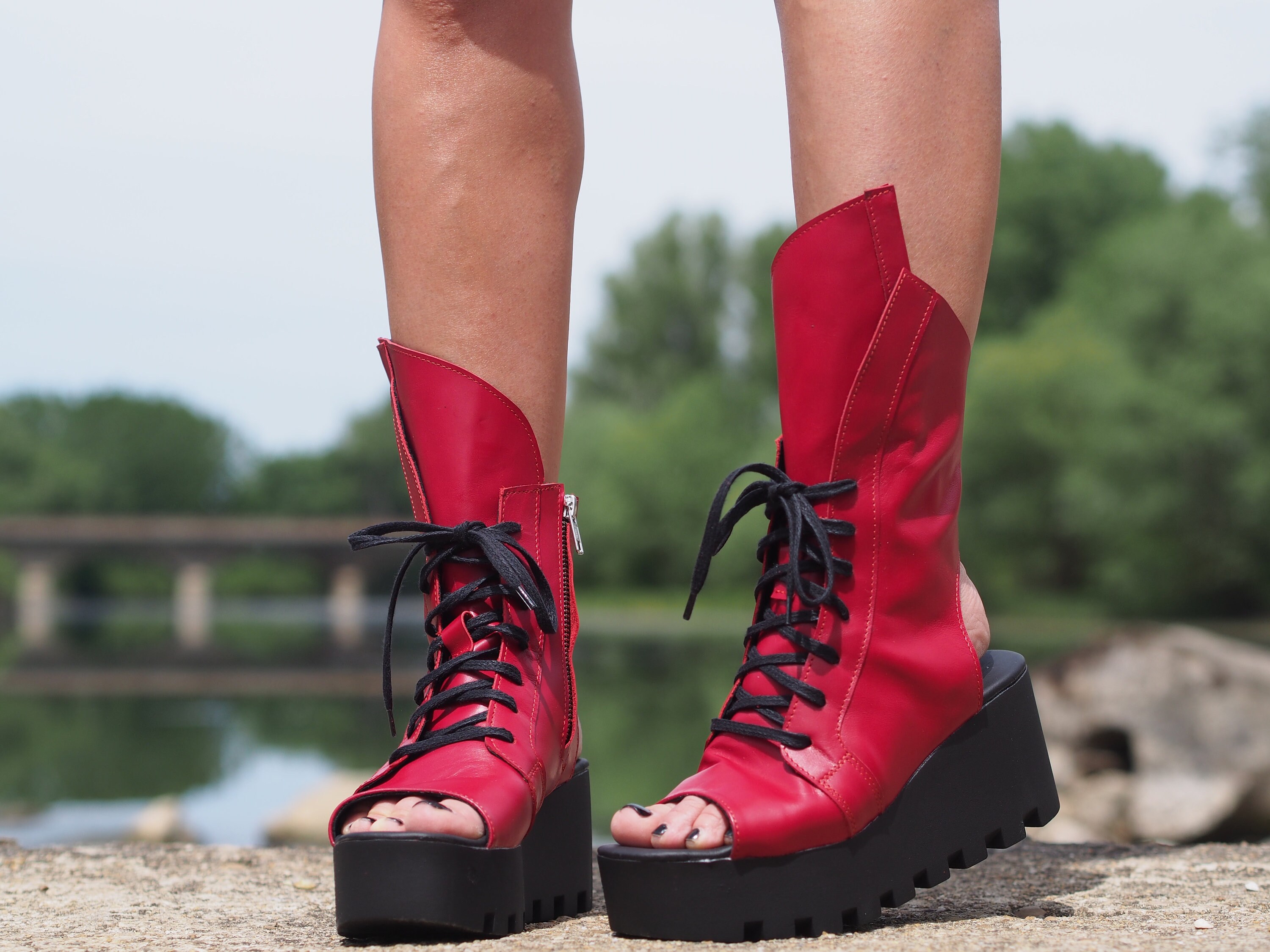 Women s Genuine Leather Summer Boots red Leather Summer Soots