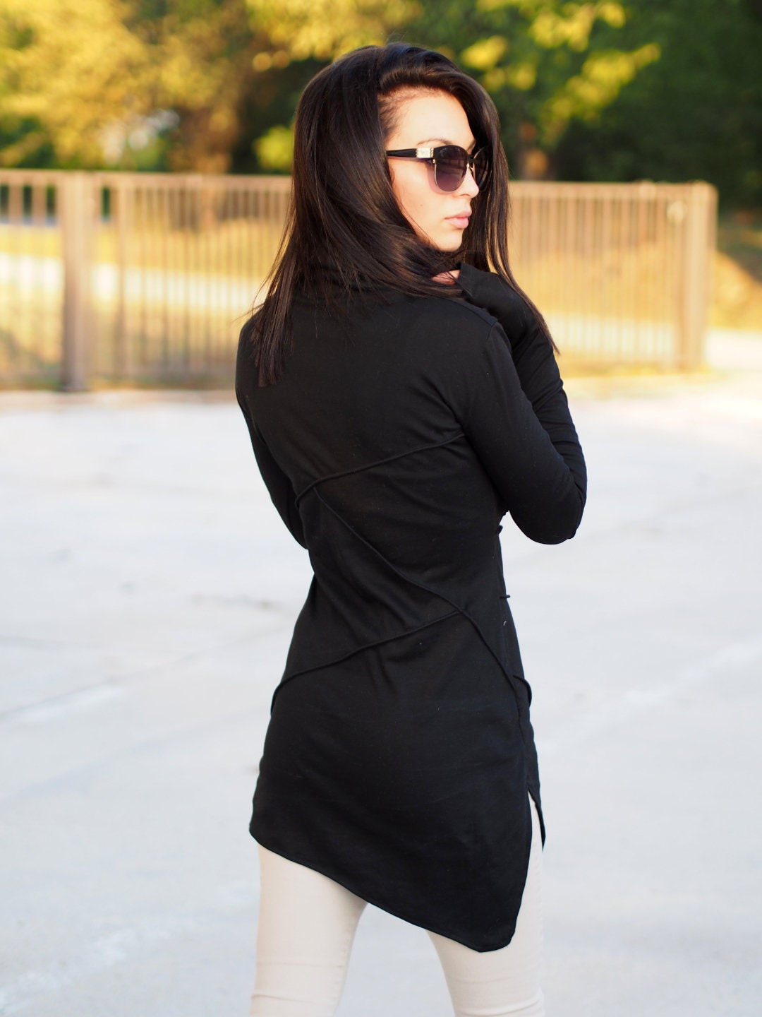 Asymmetric Top/black Asymmetric Blouse/extravagant Zipper