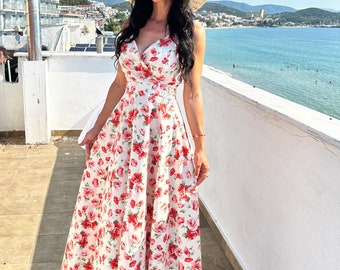 Long Summer Maxi dress,Women Long summer dress,Floral summer maxi dress,Women maxi floral dress,Summer long party dress,Maxi dress for women