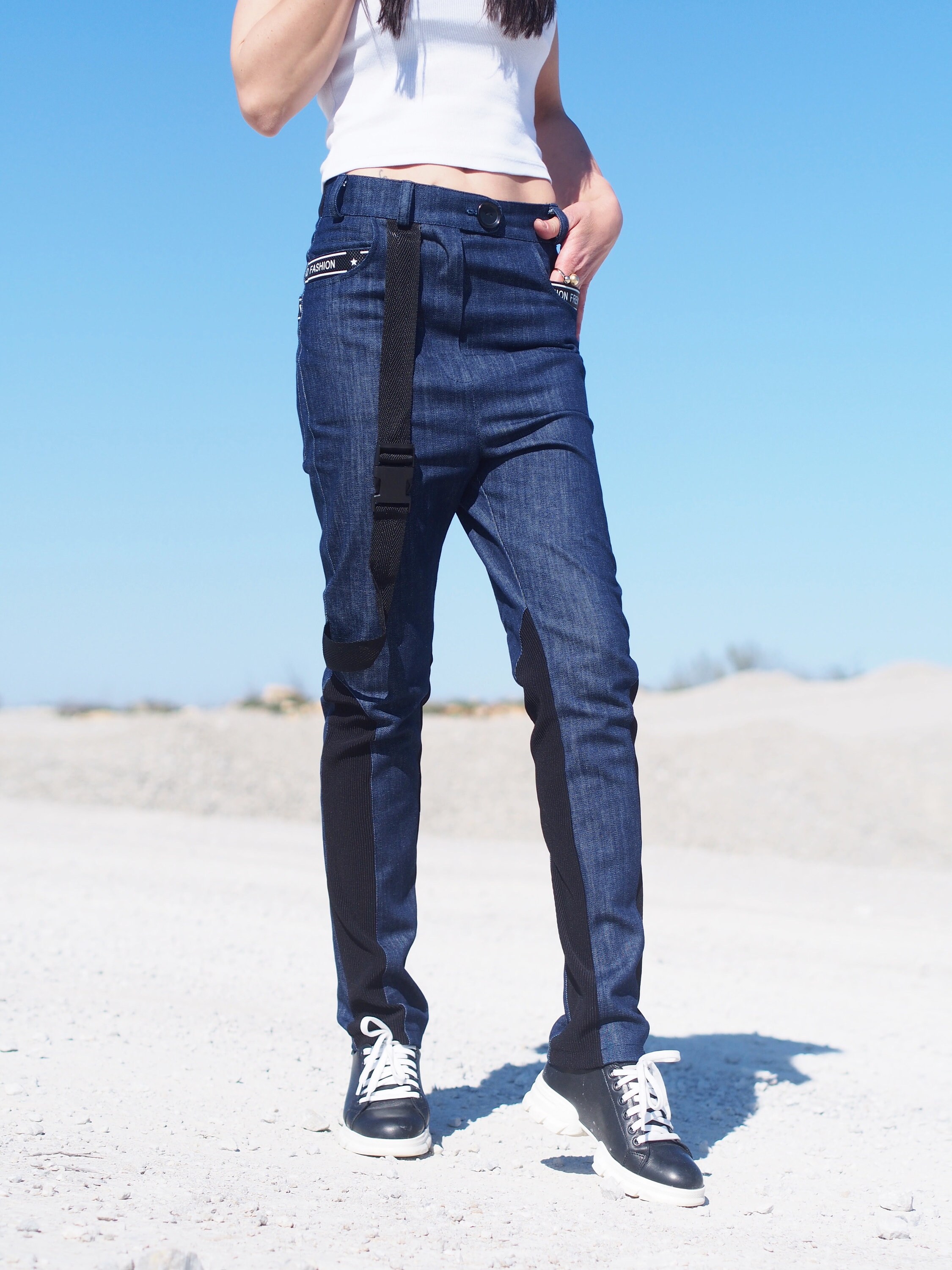 Women Drop Crotch Denim Pants,extravagant Drop Crotch Pants,women Denim ...