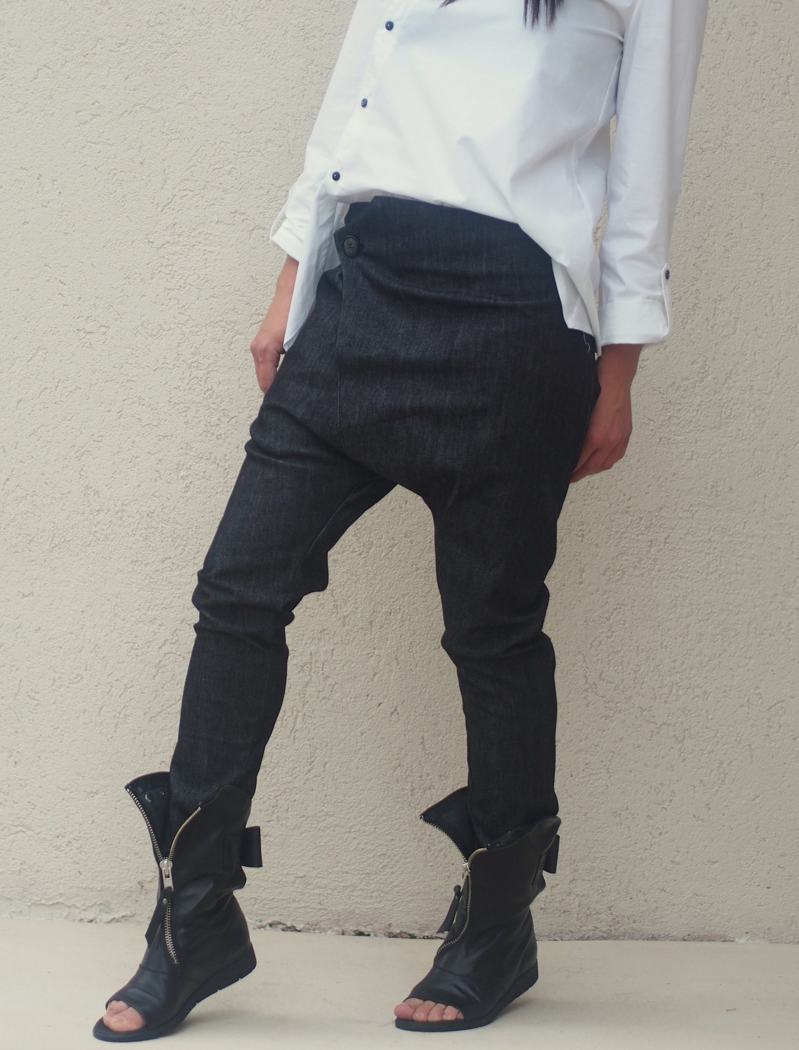 Black Drop Crotch Short