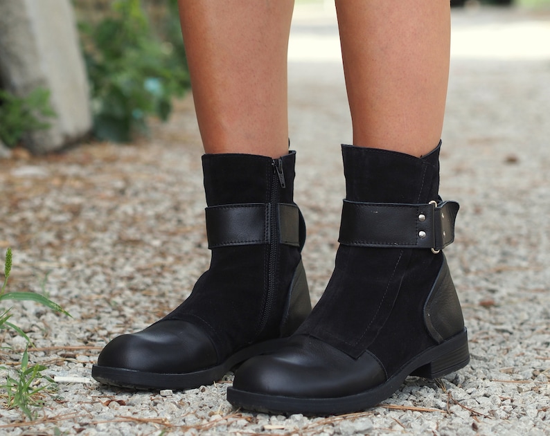 Black Genuine Leather Boots /women Genuine Leather Etsy