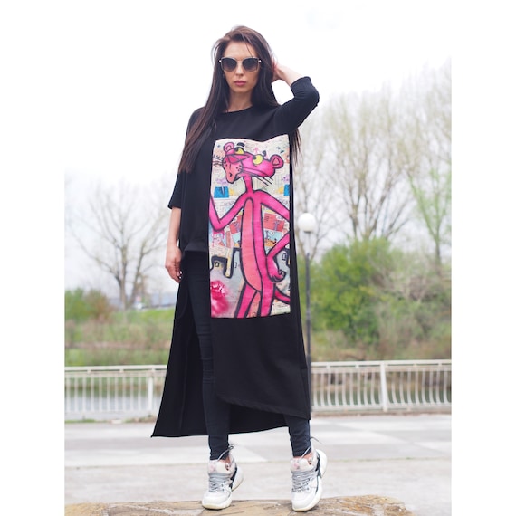 pink panther shirt dress Buy The Souled Store Pink Panther: Hot Pink Printed Oversized Pure Cotton T-shirt Dress - Dresses for Women 30599510